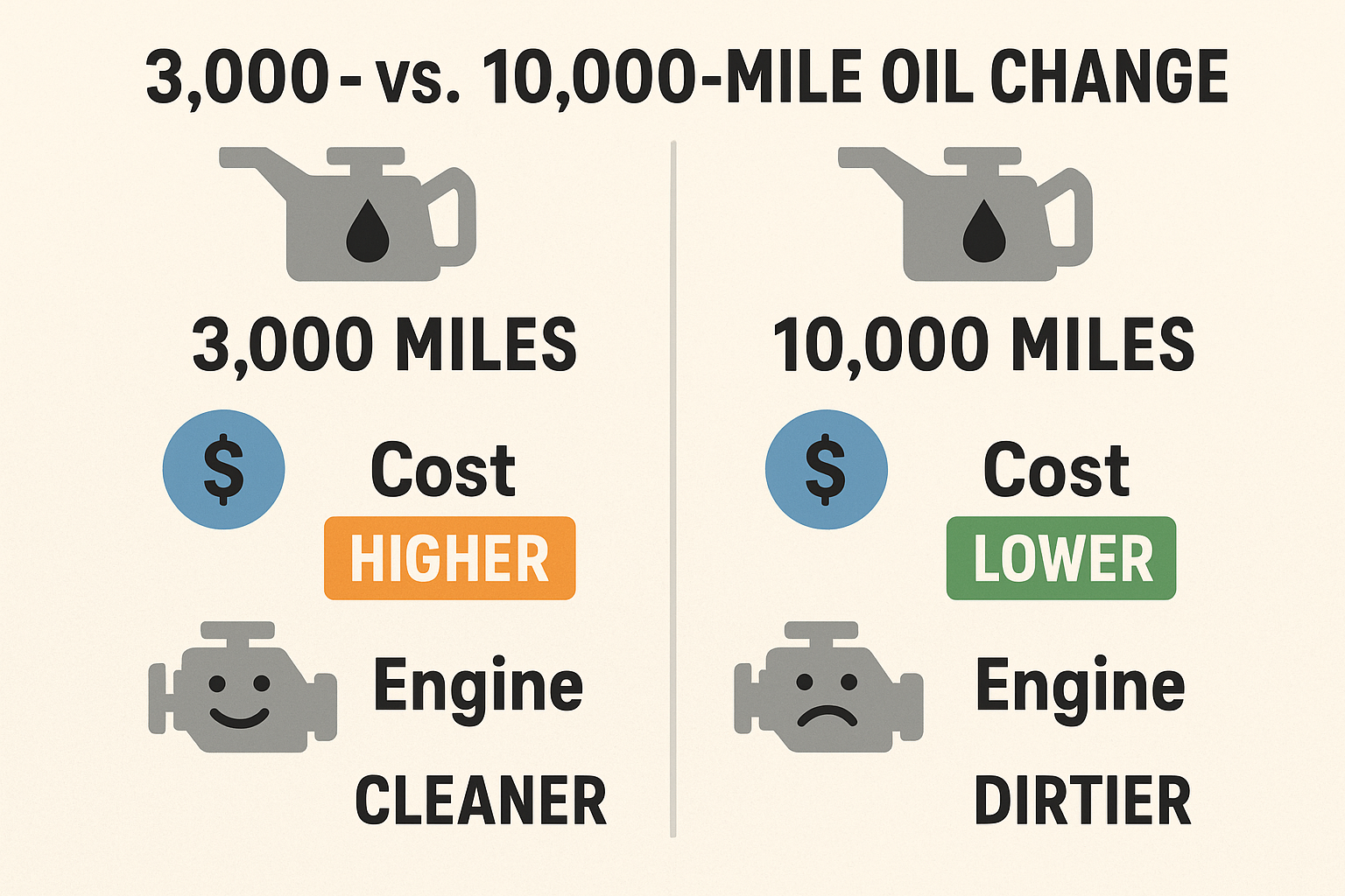 cost comparison for 3,000 vs 10,000-mile oil change 