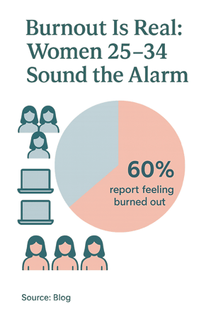Infographic highlighting the high rate of chronic stress among women balancing careers and life.